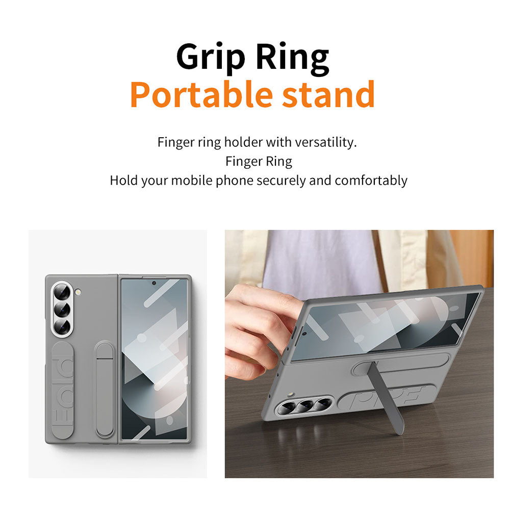 Shockproof Phone Case With Wristband Bracket Back For Galaxy Z Fold 7/6/5/4 With Screen Glass Protector