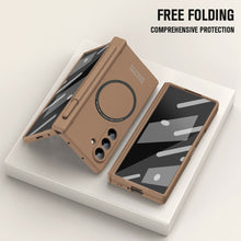 Load image into Gallery viewer, Frosted Silicone Magnetic Hinge Protective Phone Case With Pen Slot &amp; Stylus &amp; Glass Film For Galaxy Z Fold Series
