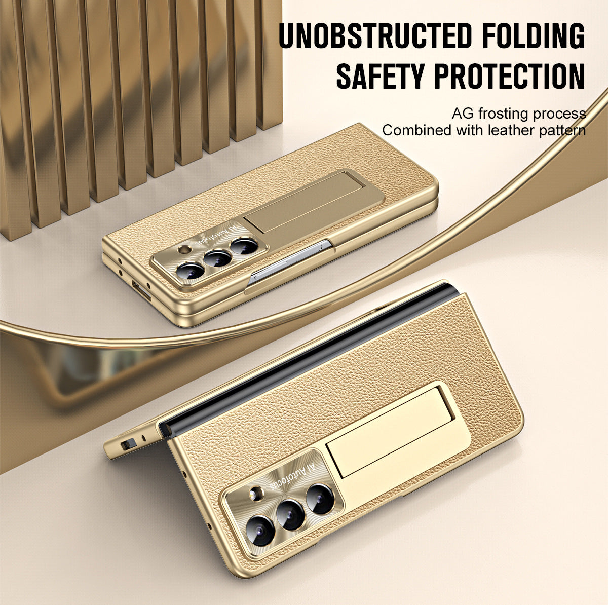 Business Electroplating Leather Phone Case With Screen Film For Galaxy Z Fold 7/6/5/4/3