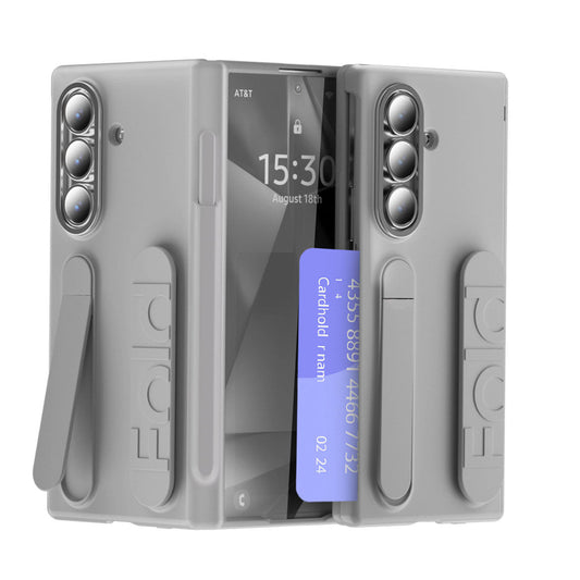 Business Wristband Bracket Hinge Protective Phone Case With Glass Film & Card Holder For Galaxy Z Fold 7/6/5/4