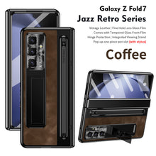 Load image into Gallery viewer, Jazz Retro Style Anyi-fall Protective Leather Phone Case For Galaxy Fold 7/6/5/4 With Front Protection Film And Stylus

