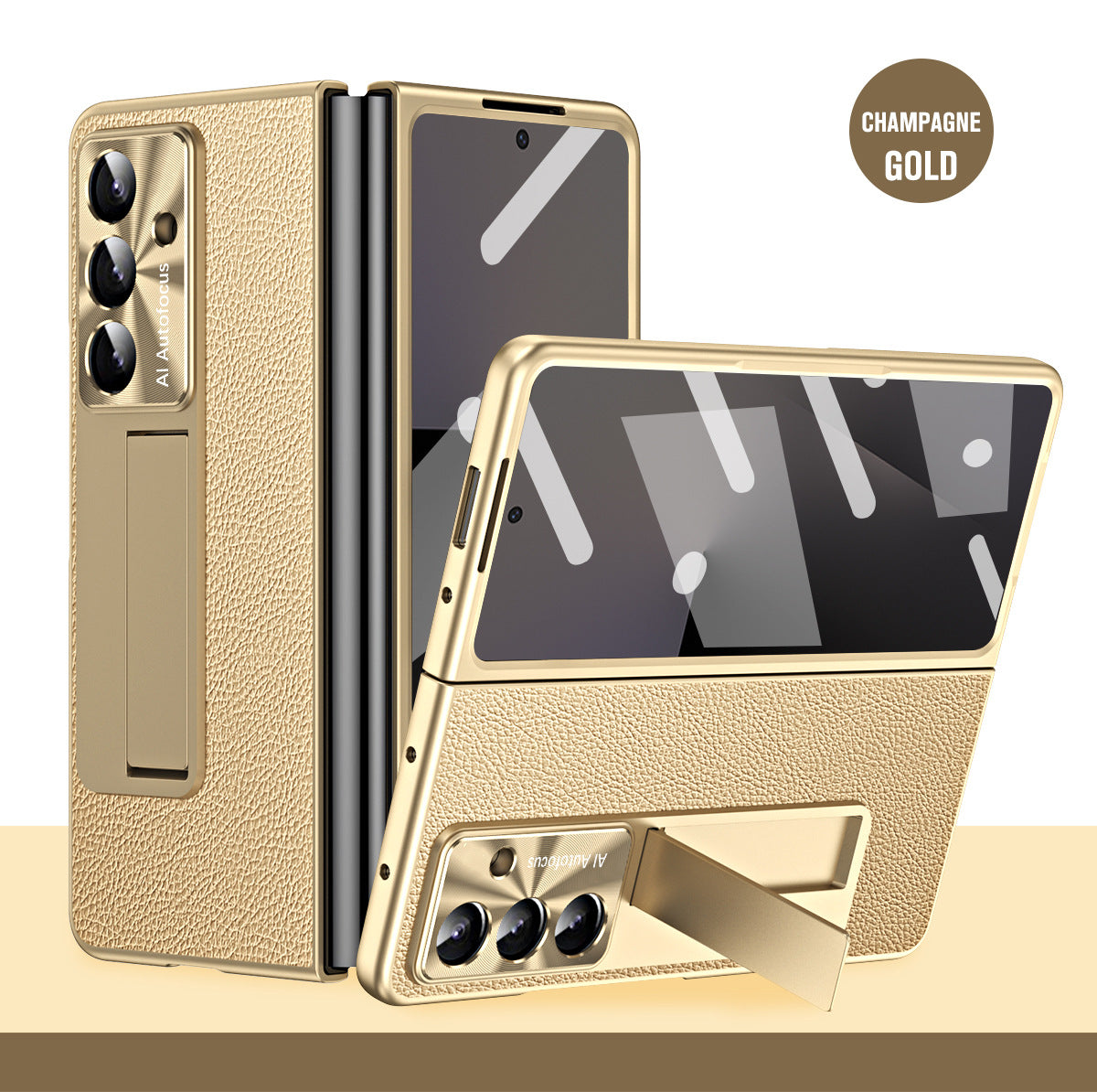 Business Electroplating Leather Phone Case With Screen Film For Galaxy Z Fold 7/6/5/4/3
