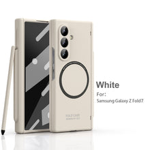 Load image into Gallery viewer, Frosted Silicone Magnetic Hinge Protective Phone Case With Pen Slot &amp; Stylus &amp; Glass Film For Galaxy Z Fold Series
