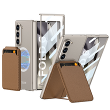 Load image into Gallery viewer, Magnetic Leather Card Holder Shockproof Phone Case With Screen Glass Protector For Galaxy Z Fold 6/5/4

