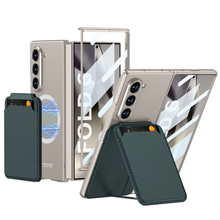 Load image into Gallery viewer, Magnetic Leather Card Holder Shockproof Phone Case With Screen Glass Protector For Galaxy Z Fold 6/5/4/3
