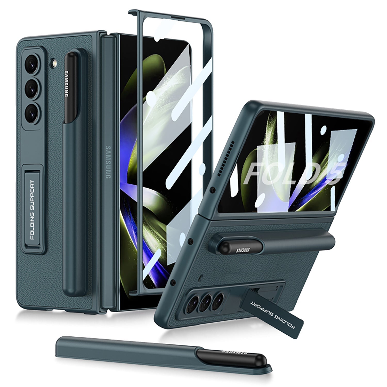 Samsung Galaxy Z Fold5 Full Inclusive Case with Pen Holder and Stand - Mycasety Mycasety