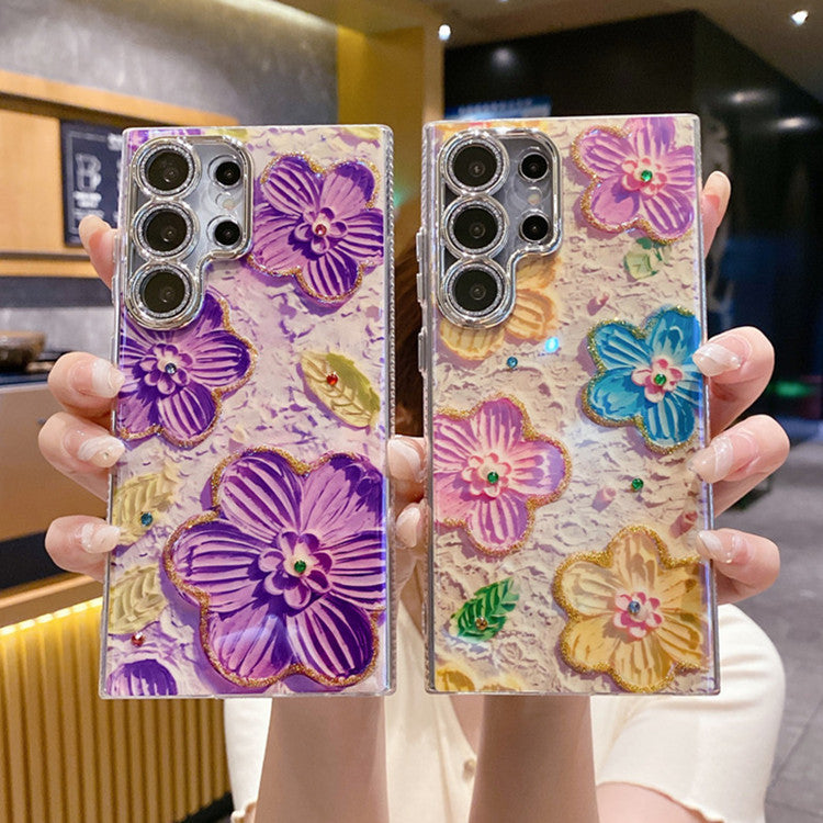 Oil Painting Flower Fashion Samsung Galaxy S22 S23 S24 Case with Lens Protection