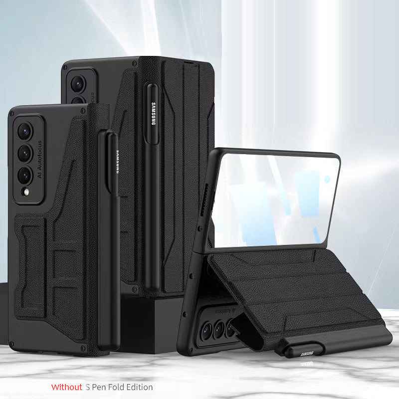 Business Samsung Galaxy Z Fold4 5G Flip Case Leather Cover With Film Detachable S Pen Holder - Mycasety Mycasety