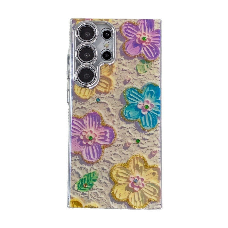 Oil Painting Flower Fashion Samsung Galaxy S22 S23 S24 Case with Lens Protection