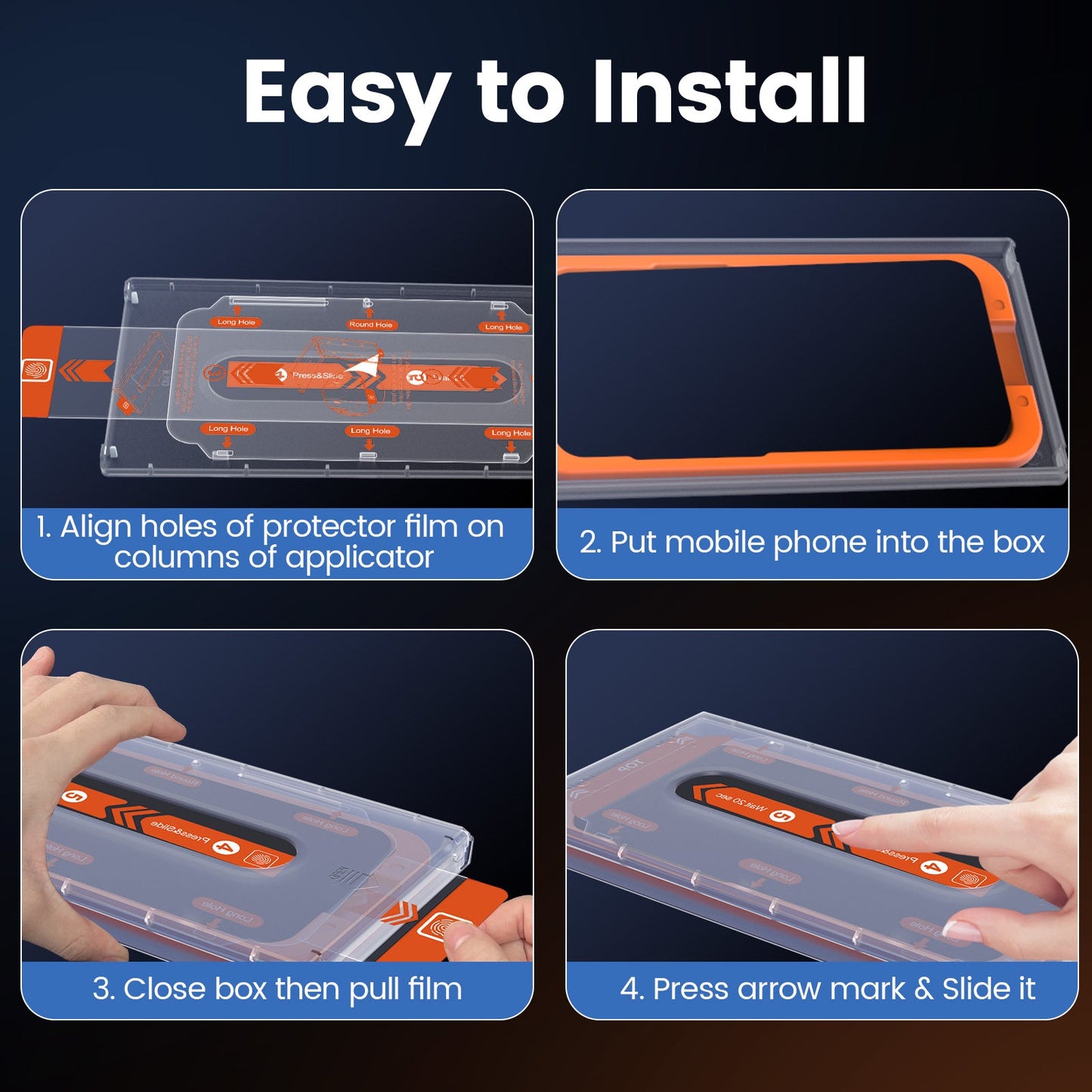 Easy-install Screen  Protector for Samsung  S24/S24+/S24Ultra Glass Screen Protector with Auto-fit Box