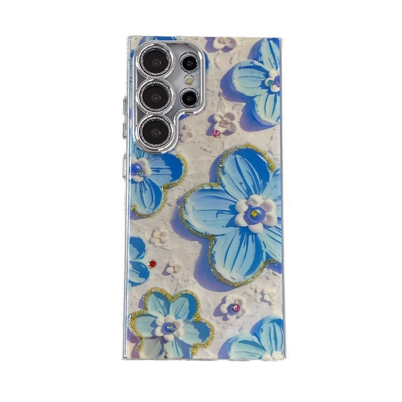 Oil Painting Flower Fashion Samsung Galaxy S22 S23 S24 Case with Lens Protection