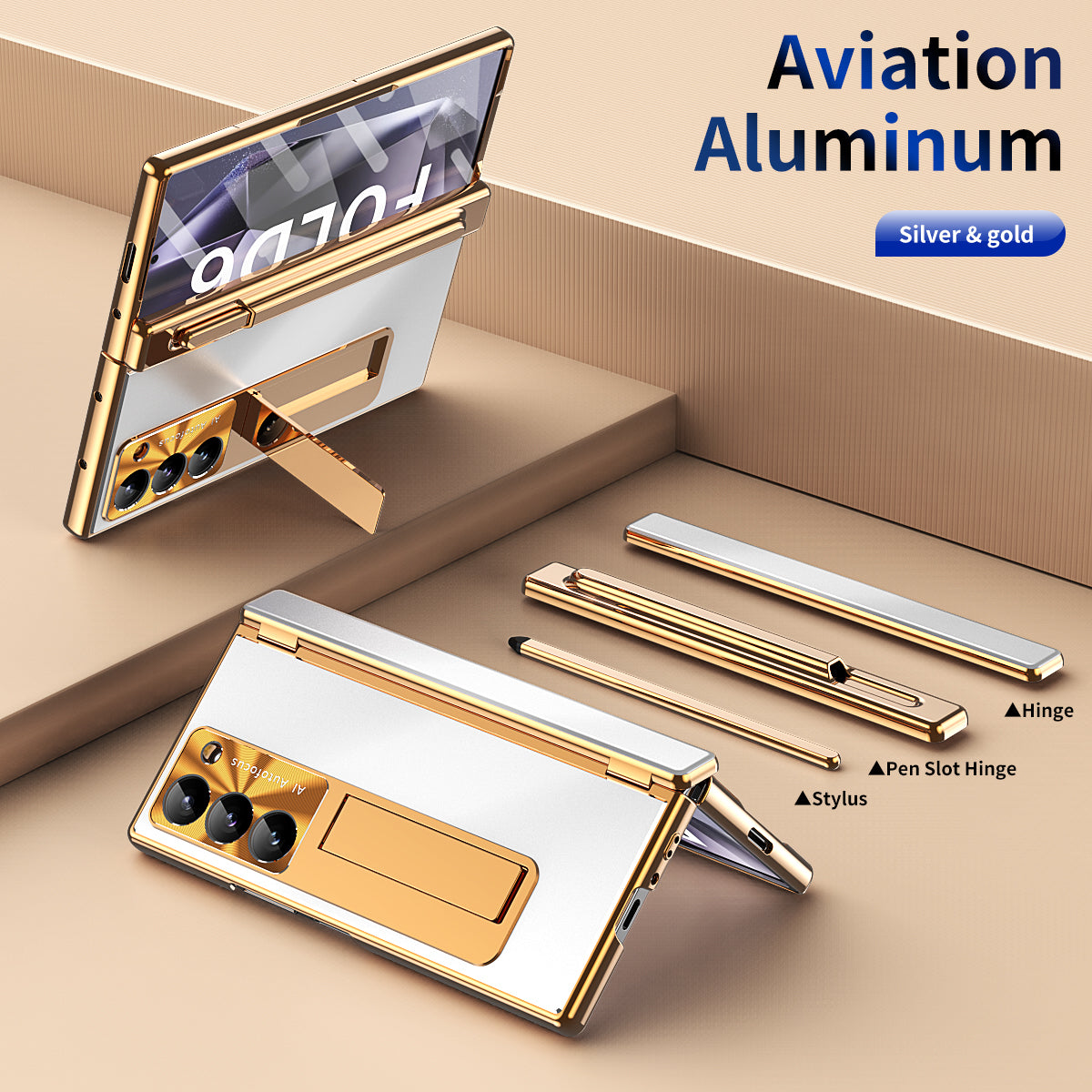 Aluminum Alloy Electroplating Shockproof Phone Case For Galaxy Z Fold 7/6/5/4/3