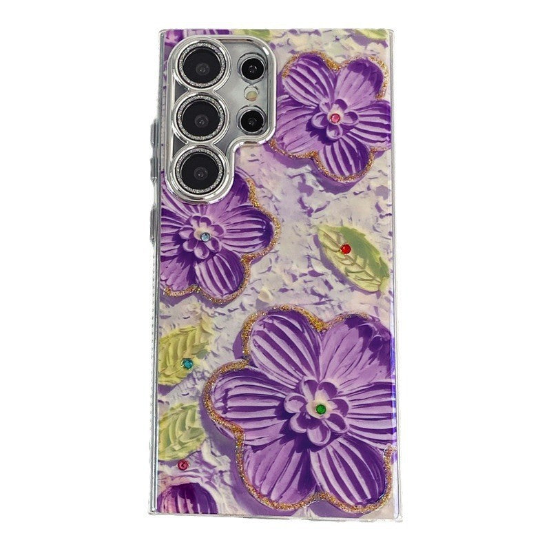 Oil Painting Flower Fashion Samsung Galaxy S22 S23 S24 Case with Lens Protection