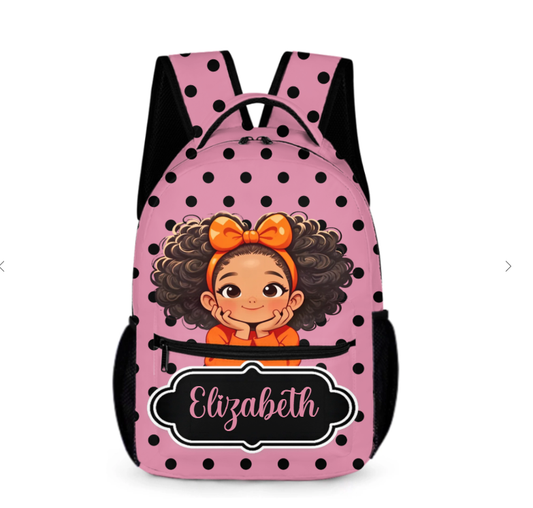 Personalized Cartoon Girl Backpack Set with Lunch Bag & Pencil Case, Custom Name Back-to-School Gift for Girls