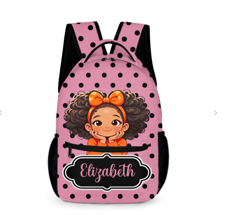Personalized Cartoon Girl Backpack Set with Lunch Bag & Pencil Case, Custom Name Back-to-School Gift for Girls