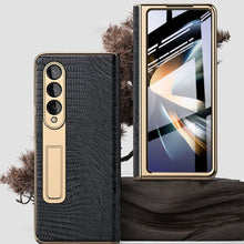Load image into Gallery viewer, Handmade Leather Crocodile Pattern Phone Case With Back Screen Protector For Samsung Galaxy Z Fold4 5G - Mycasety Mycasety

