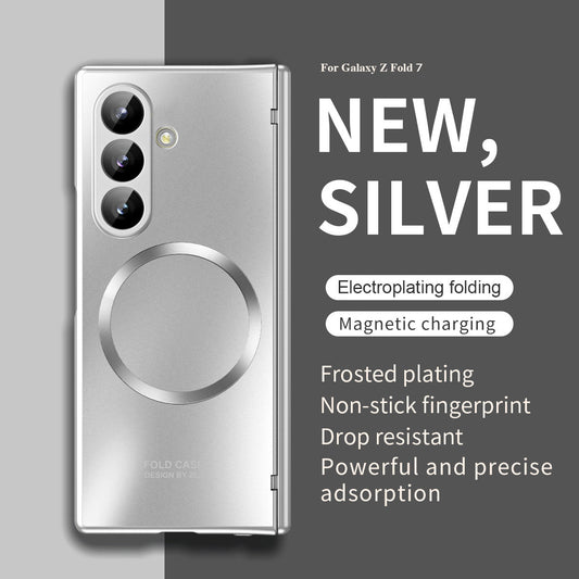 Electroplating Shockproof Magnetic Phone Case With Screen Film For Galaxy Z Fold 7/6/5