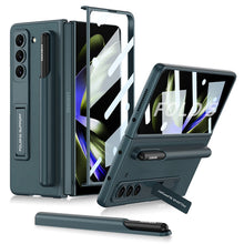 Load image into Gallery viewer, Invisible Bracket S Pen Slot Leather Protective Phone Case With Back Screen Protector For Samsung Galaxy Z Fold 5/4/3 5G - Mycasety Mycasety
