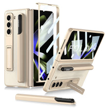 Load image into Gallery viewer, Invisible Bracket S Pen Slot Leather Protective Phone Case With Back Screen Protector For Samsung Galaxy Z Fold 5/4/3 5G - Mycasety Mycasety
