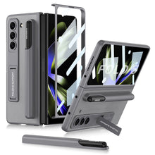 Load image into Gallery viewer, Invisible Bracket S Pen Slot Leather Protective Phone Case With Back Screen Protector For Samsung Galaxy Z Fold 5/4/3 5G - Mycasety Mycasety
