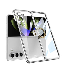 Load image into Gallery viewer, Transparent Electroplating Ring Holder Protective Phone Case With Back Screen Protector For Samsung Galaxy Z Fold 5/4/3 5G - Mycasety Mycasety
