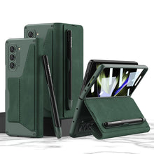 Load image into Gallery viewer, Leather Pen Holder Armor Phone Case With Back Screen Protector For Samsung Galaxy Z Fold5 Fold4 - Mycasety Mycasety
