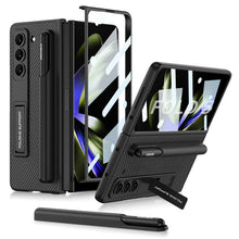 Load image into Gallery viewer, Invisible Bracket S Pen Slot Leather Protective Phone Case With Back Screen Protector For Samsung Galaxy Z Fold 5/4/3 5G - Mycasety Mycasety

