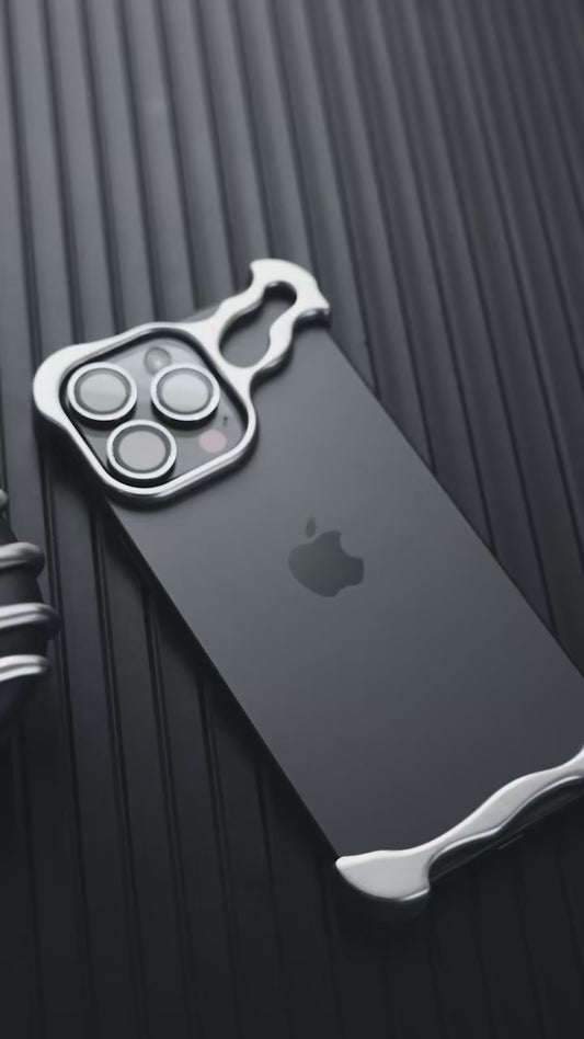 Frameless Aluminum Alloy Metal Corner Pad Case With Lens Protective Film For iPhone