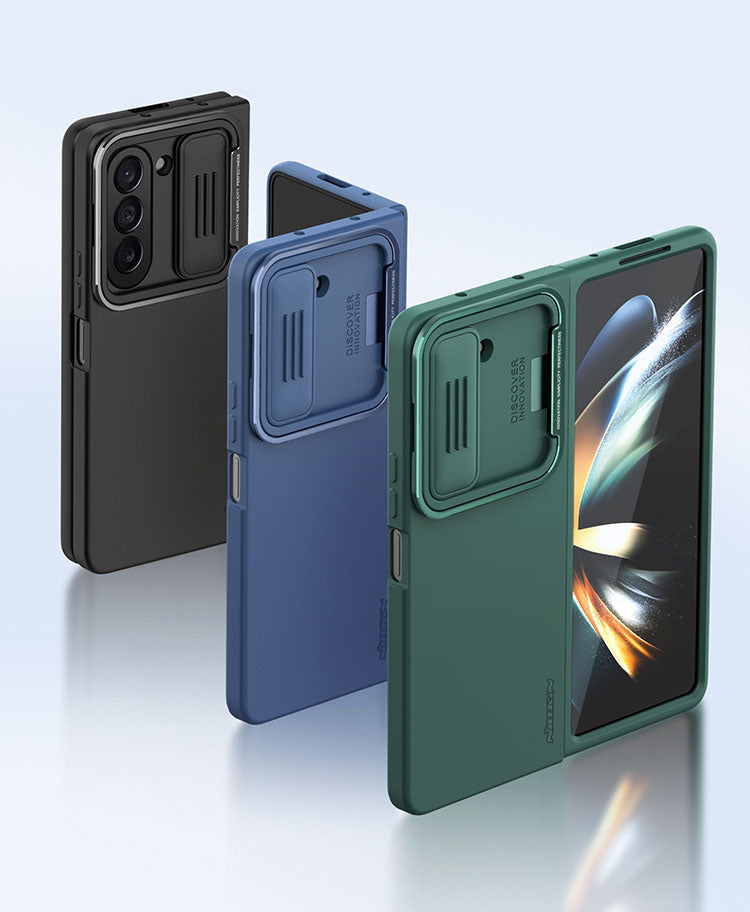 Samsung Galaxy Z Fold5 Liquid Silicone Protective Case Lens Push Cover Bracket Protective Case