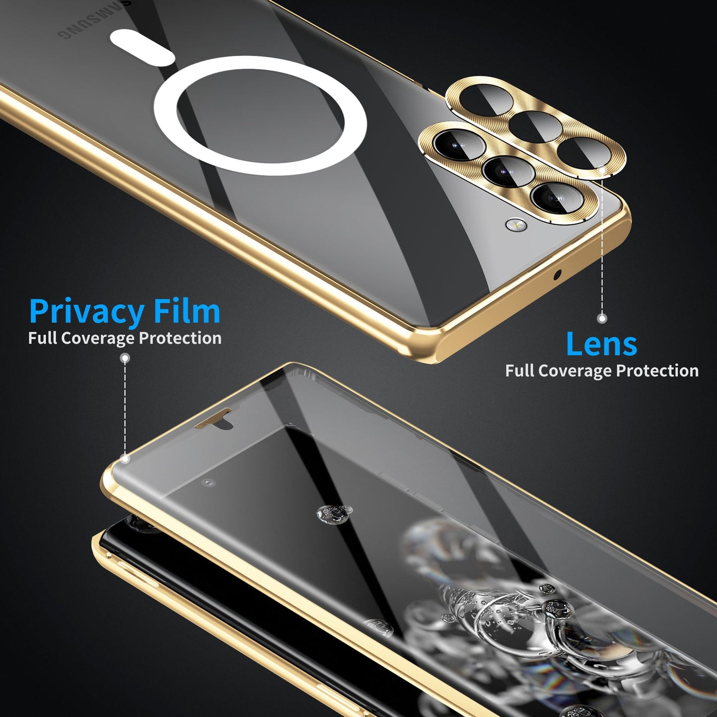 Metal Frame Magnetic All-around Protective Case For Samsung S23 24Ultra