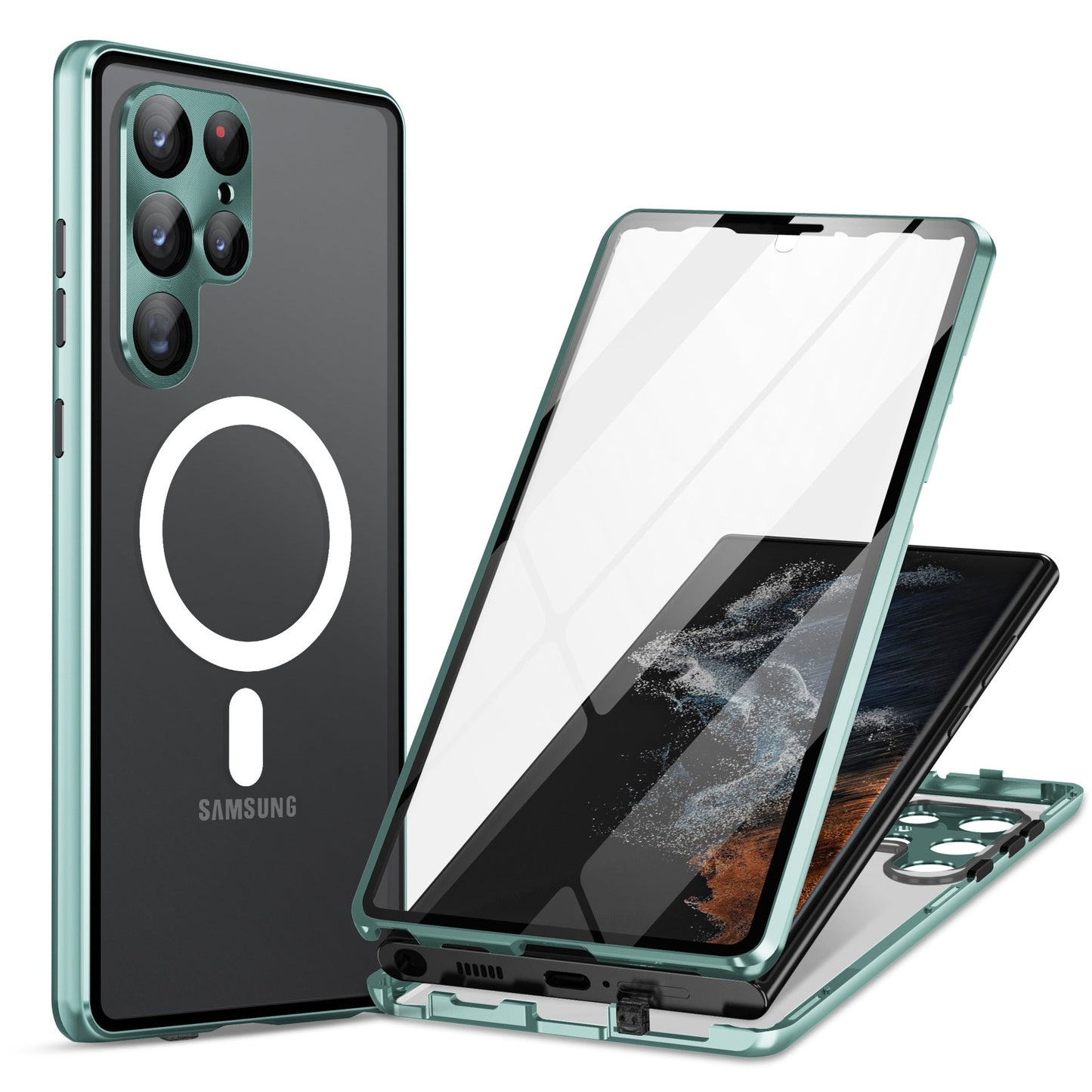 Metal Frame Magnetic All-around Protective Case For Samsung S23 24Ultra