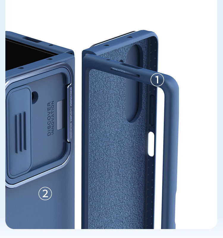 Samsung Galaxy Z Fold5 Liquid Silicone Protective Case Lens Push Cover Bracket Protective Case