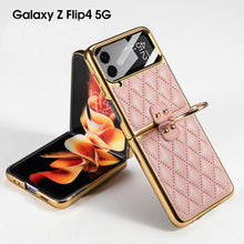 Load image into Gallery viewer, Luxury Leather Samsung Galaxy Z Flip4 5G Case Electroplating Diamond Protective Cover
