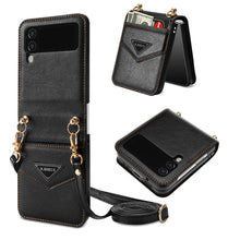 Carregar imagem no visualizador da galeria, Samsung Z FLIP 4 Crossbody Phone Case Lychee Flip Leather Slip Card Case
