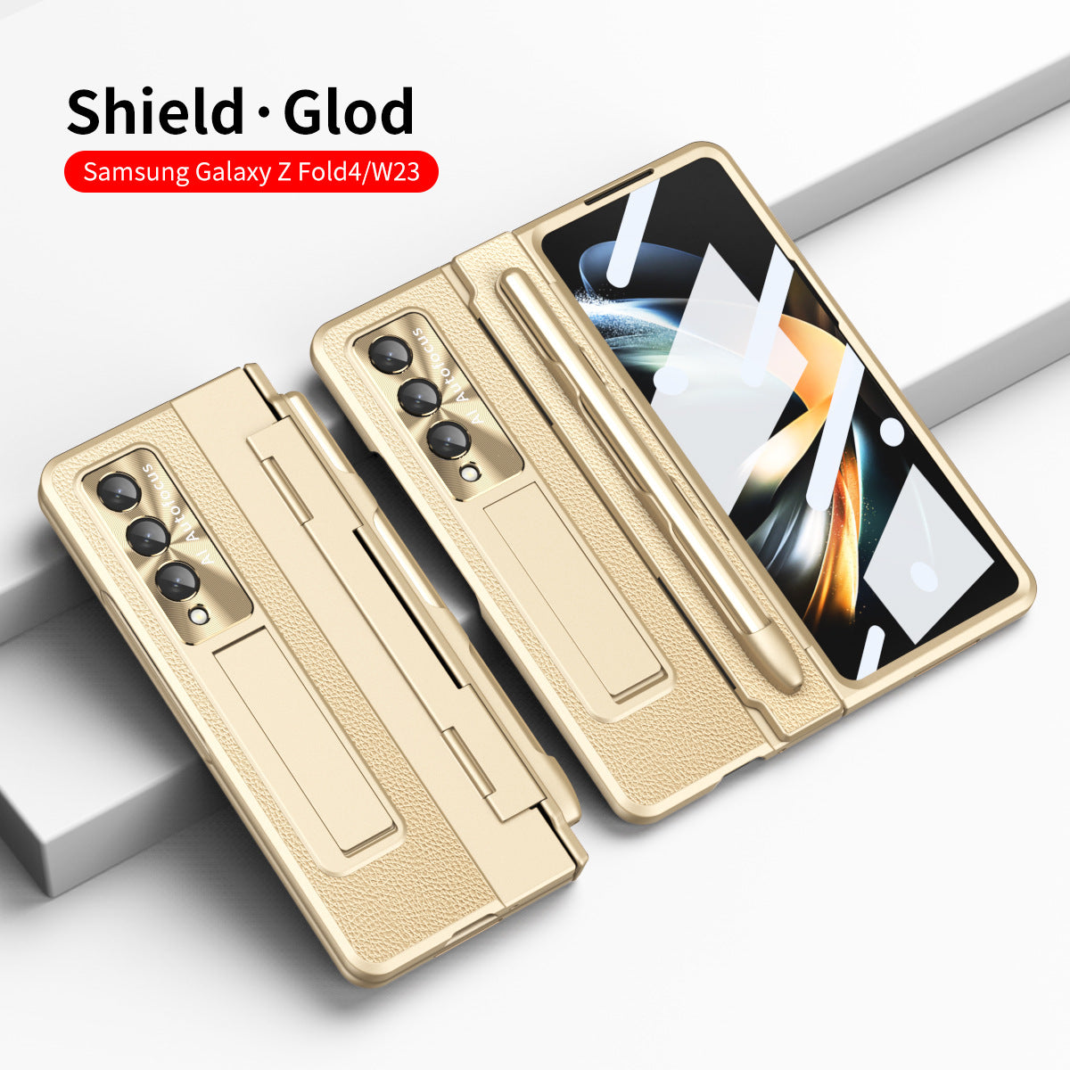 Shield Hinge Plain Leather All-inclusive Drop-Proof  Case For Samsung Galaxy Z Fold5 Fold4 5G