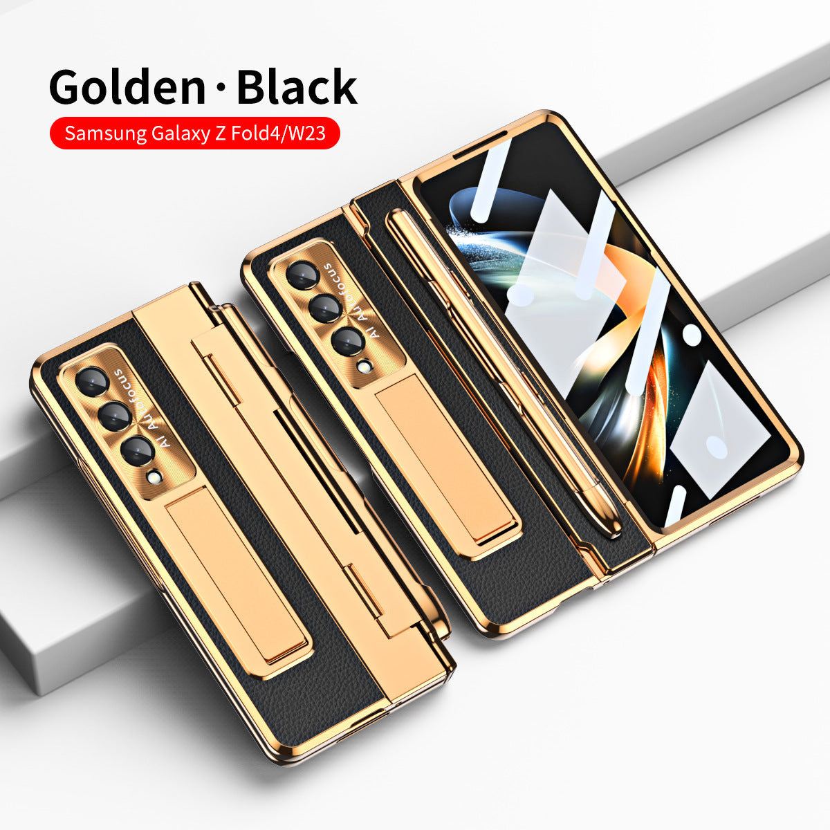 Shield Hinge Plain Leather All-inclusive Drop-Proof  Case For Samsung Galaxy Z Fold5 Fold4 5G