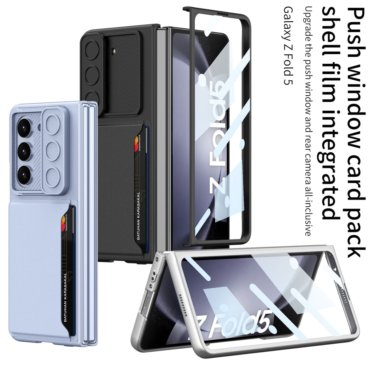 Push Window Cardholder Case For Samsung Galaxy Z Fold5 With Film