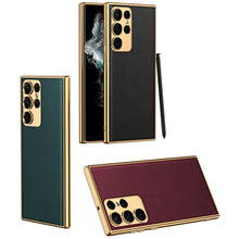 Load image into Gallery viewer, Electroplated Leather Case for Samsung Galaxy S23 Ultra With Kickstand
