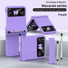 Charger l&#39;image dans la galerie, Macaron Hinged All-Inclusive Drop-Proof Cover with Stylus for Samsung Galaxy Z Flip4 5G 
