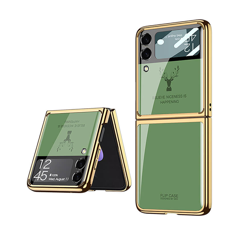 Luxury Electroplating Deer Glass Case For Samsung Galaxy Z Flip4 5G