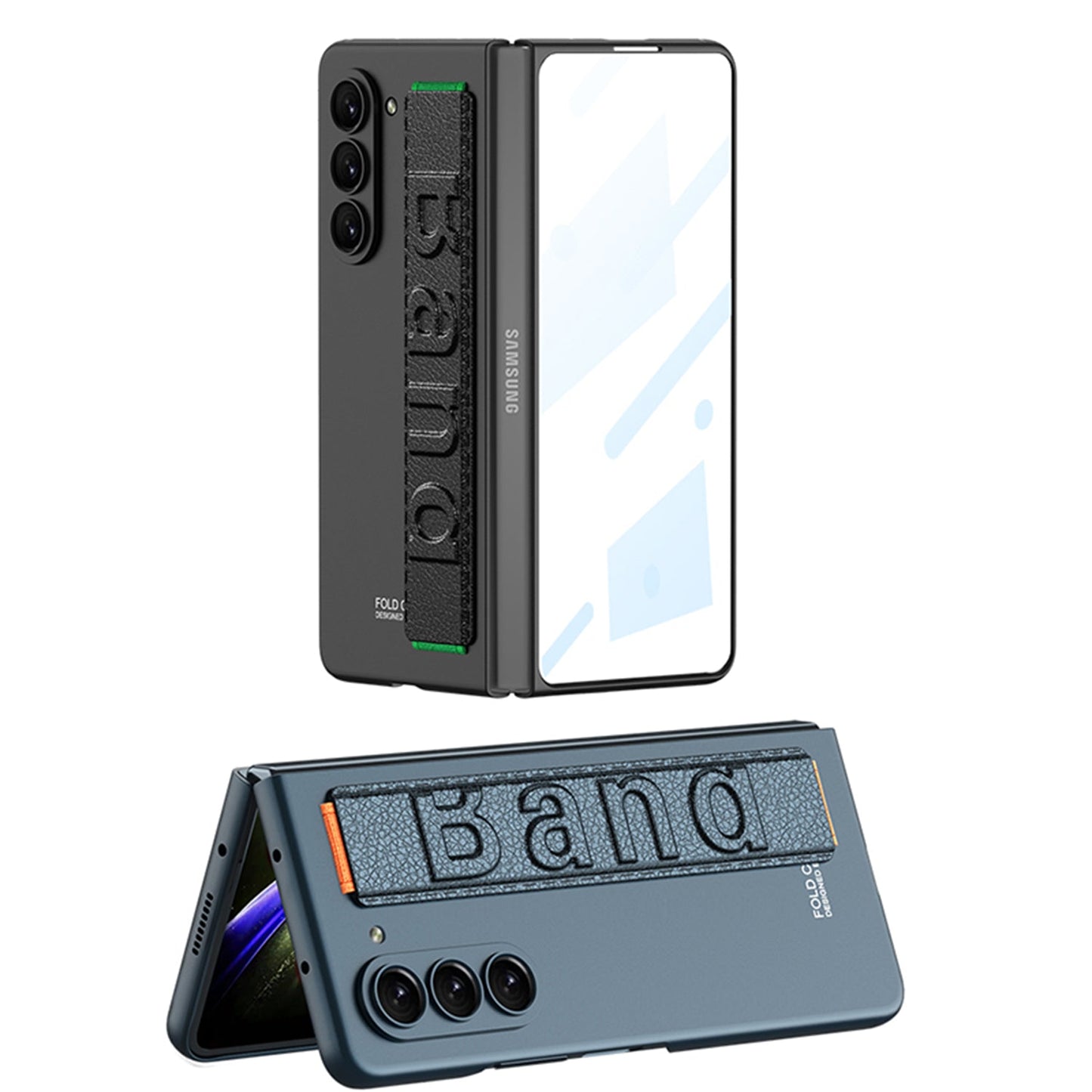 Ultra-Thin Galaxy Z Fold5 Case With Film and Wrist Strap