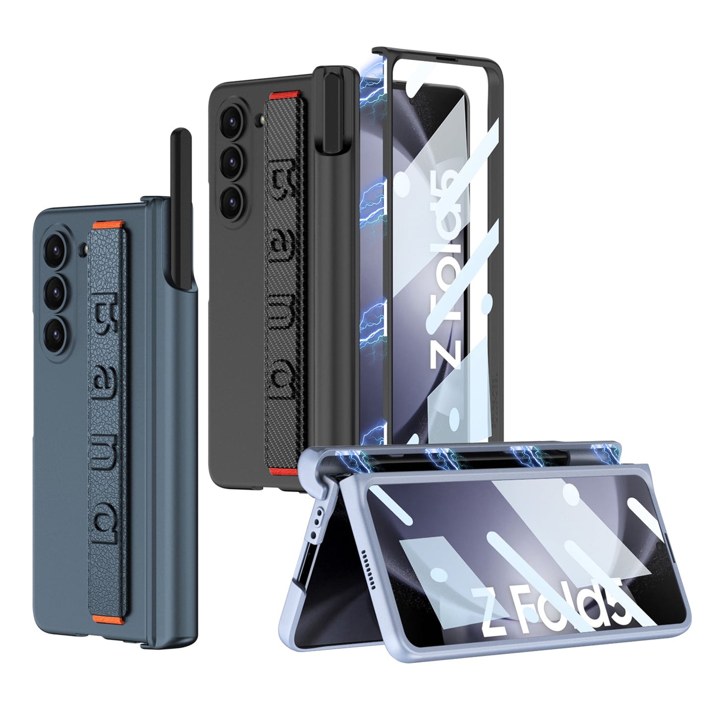 Samsung Galaxy Z Fold5 Magnetic Hinge Wristband All-inclusive Film Intergrated Case