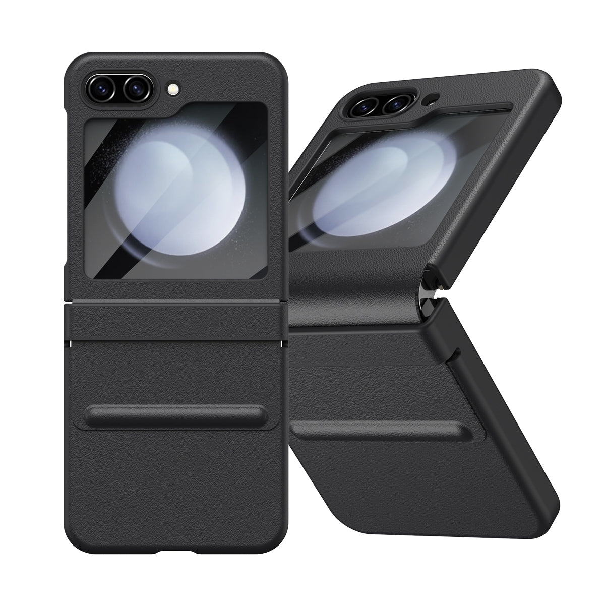 Samsung Galaxy Z Flip5 Leather  Hinge Protector Case Cover With Tempered Glass Film