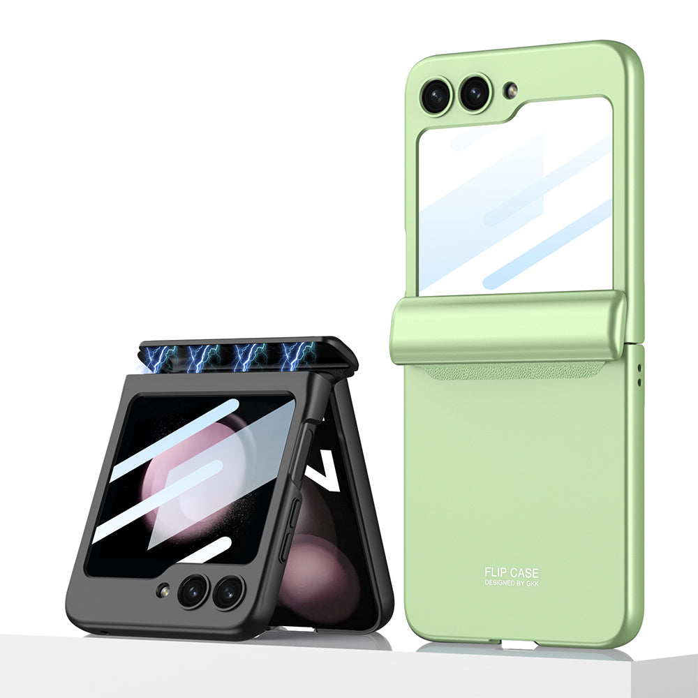 Magnetic Hinge Samsung Galaxy Z Flip5 Flip6 Full Coverage Phone Case with Front Screen Protector