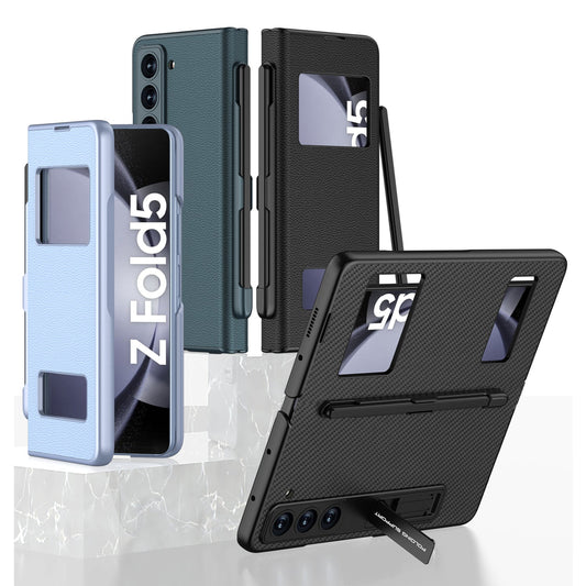 Leather Samsung  Galaxy Z Fold5 Case Flap Window Holster Pen Slot