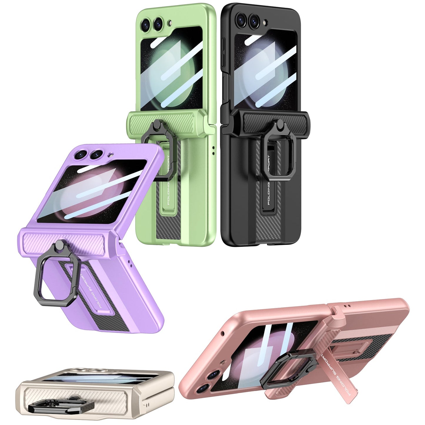 Magnetic Armor Case For Samsung Galaxy Z Flip5 With Easily Folded Bracket