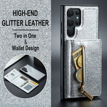 Cargar imagen en el visor de la galería, Newest Magnetic Bling Leather Detachable Wallet Samsung Case
