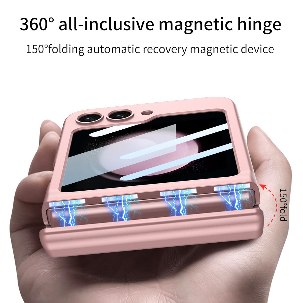 Magnetic Hinge Samsung Galaxy Z Flip5 Flip6 Full Coverage Phone Case with Front Screen Protector