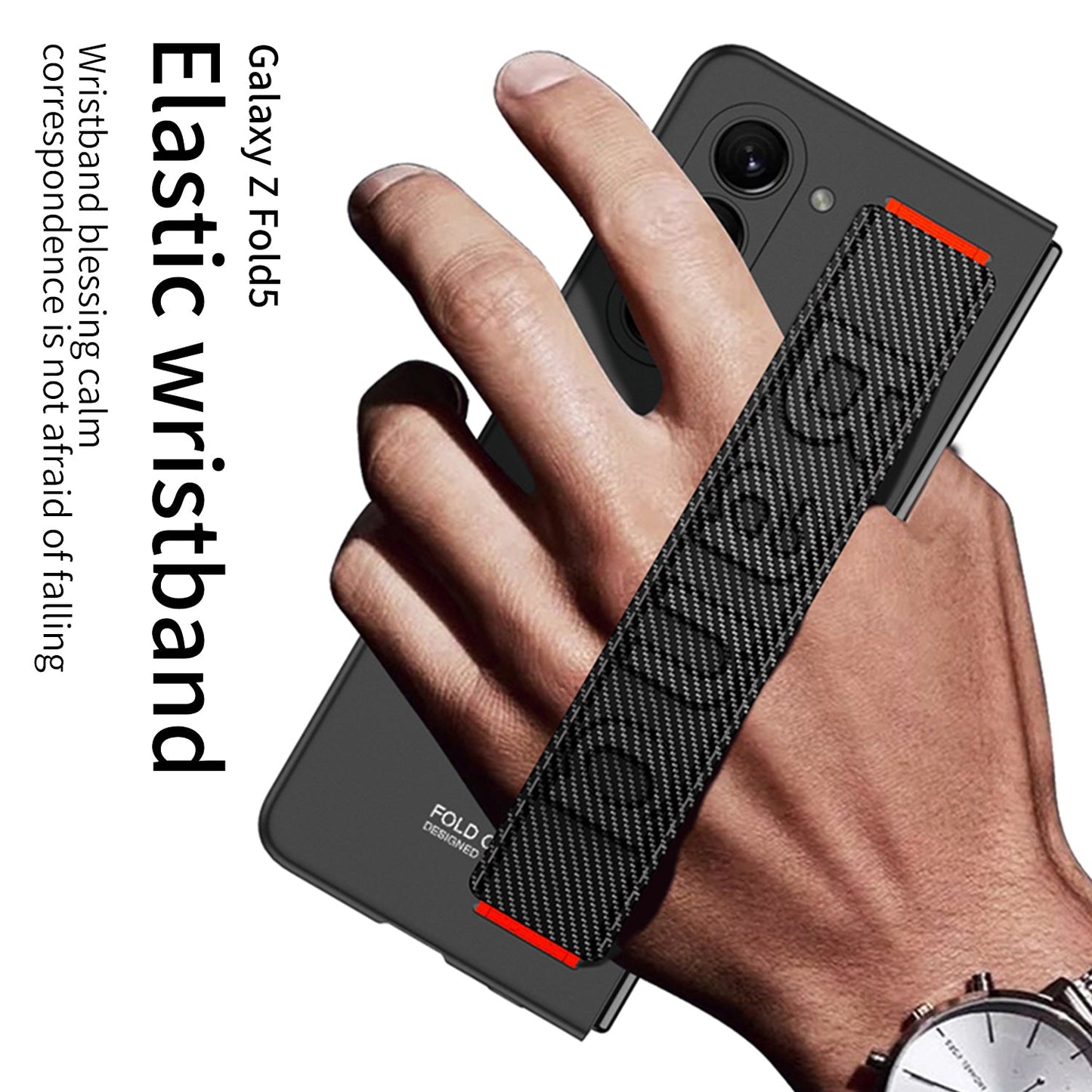 Ultra-Thin Galaxy Z Fold5 Case With Film and Wrist Strap