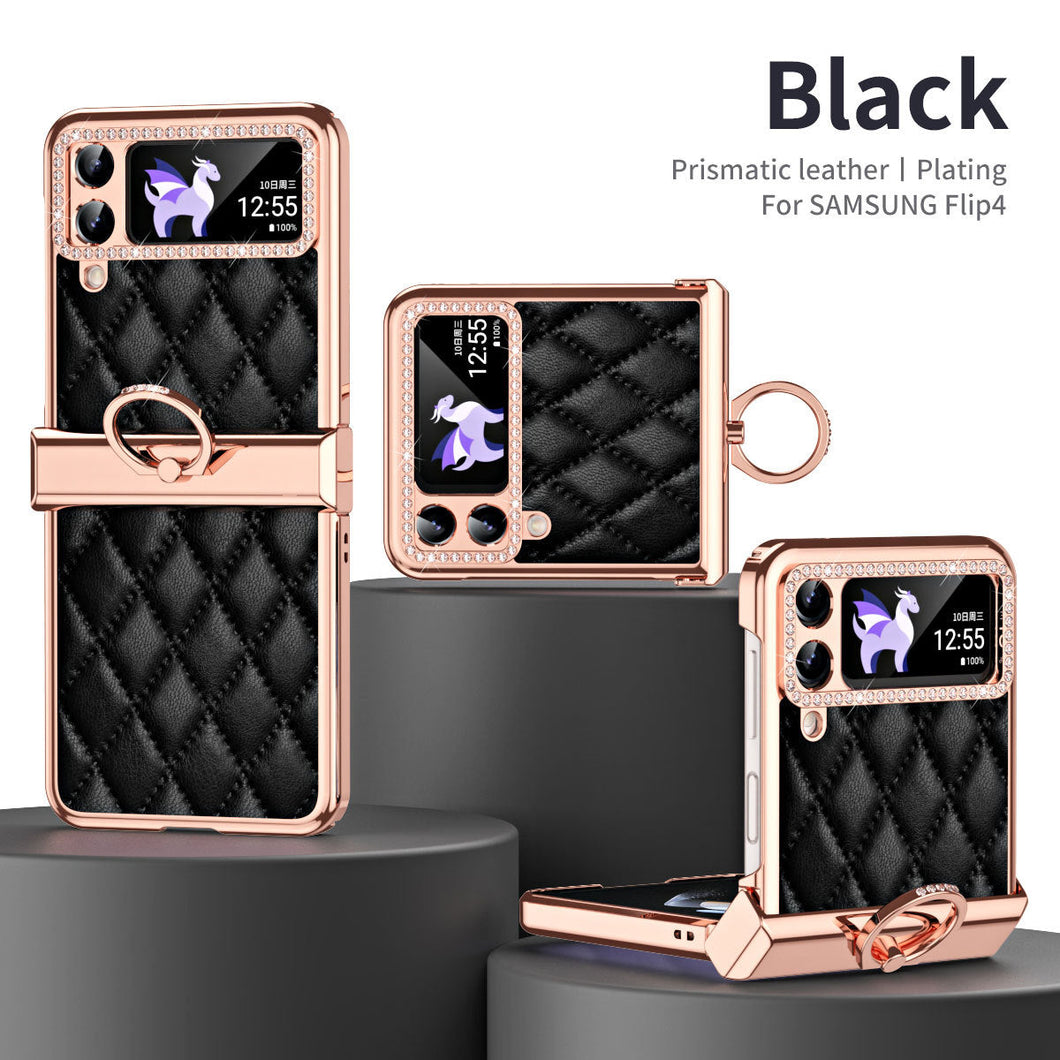 Luxury Samsung Z Flip4 5G Case With Diamond Window and Ring Stand